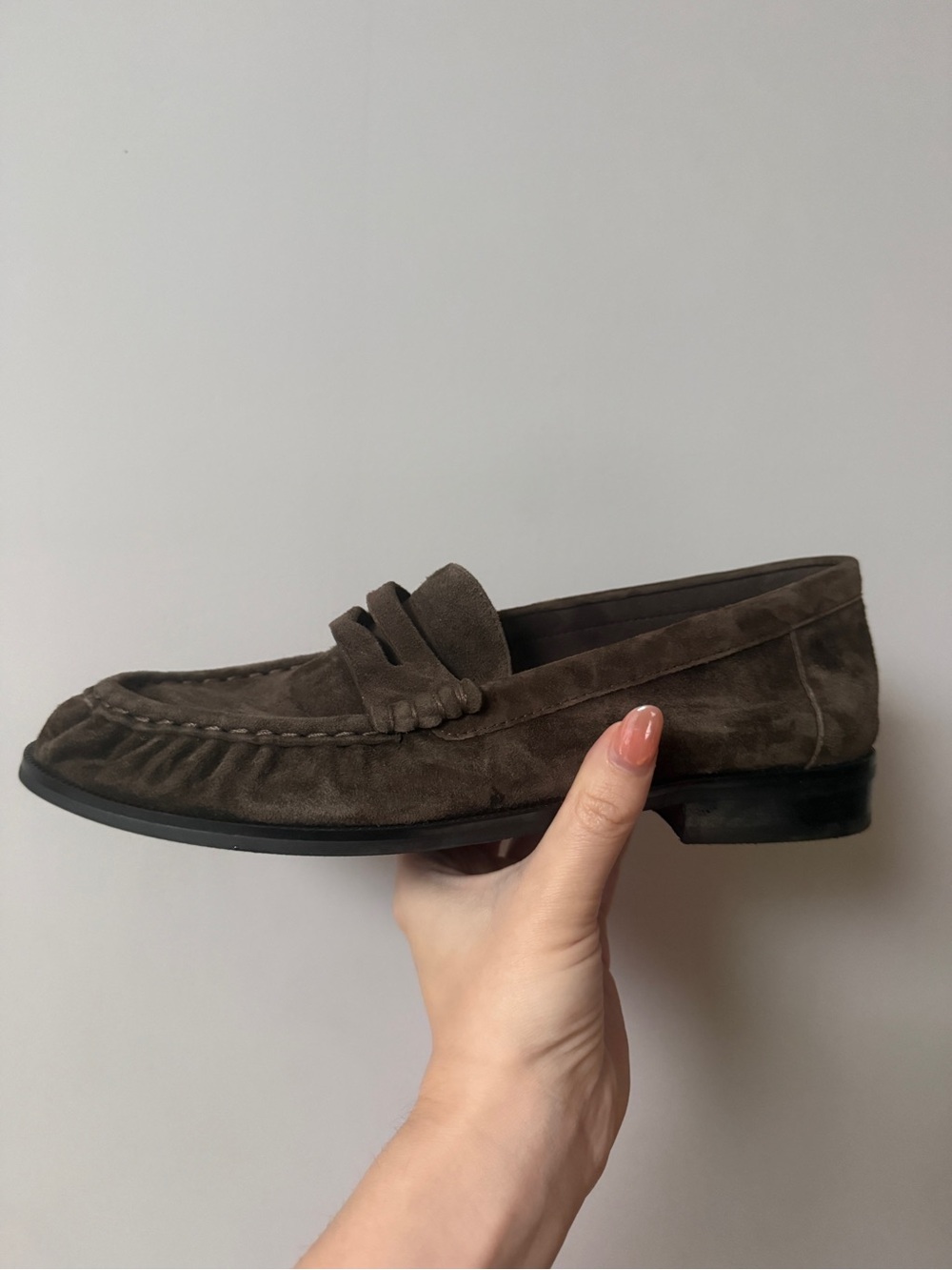 Peche Suede “Hugh” Penny Loafers in Brown